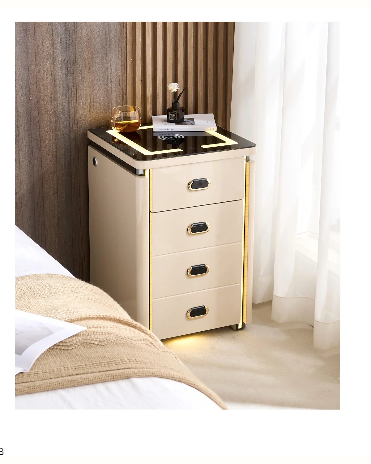 Buro alto con almacenamiento e iluminacion